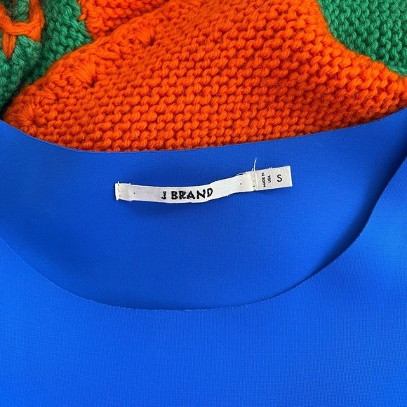 J.Brand Shirt Womens Small Blue Neoprene Structured Professional Summer Funky - Picture 4 of 6